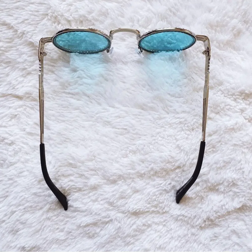 Kate Clear Blue Round Sunglasses